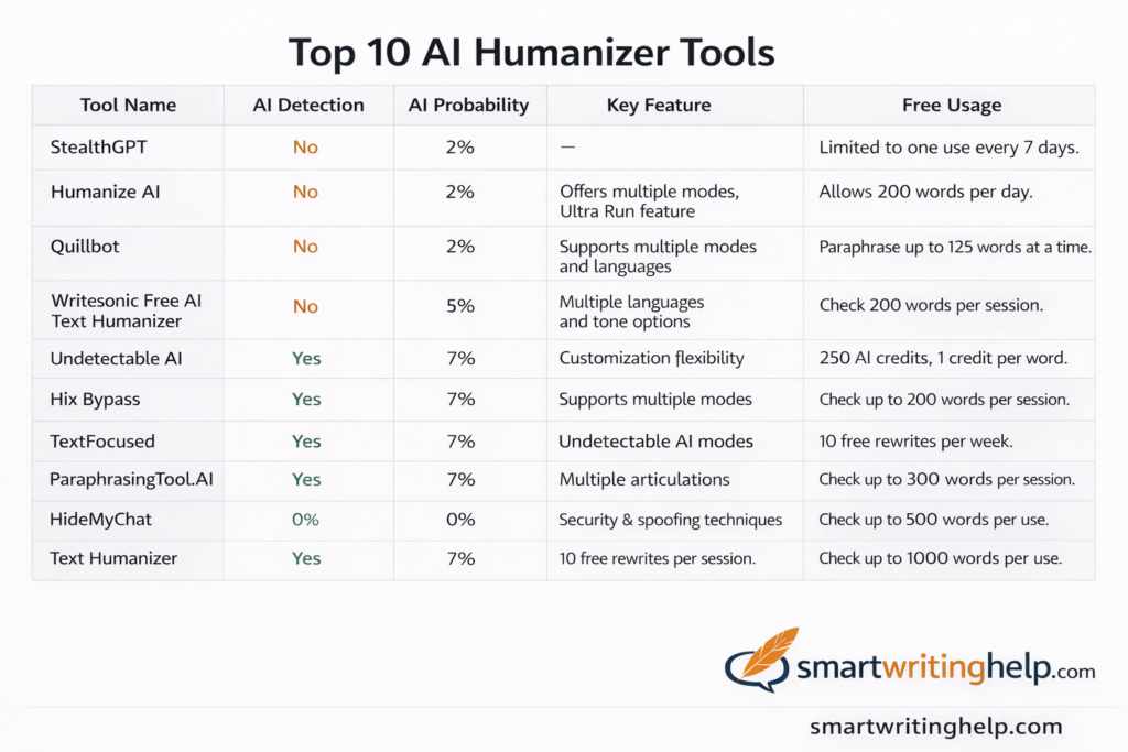 Top 10 AI Humanizer Tools